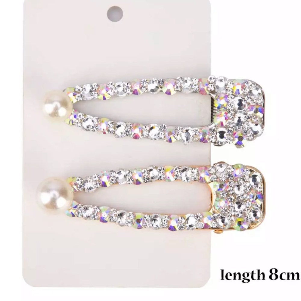BLING Rhinestone Hair Clip with Pearl